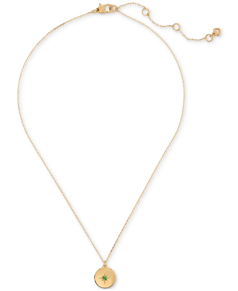 kate spade new york Gold-Tone Color Spark Round Pendant Necklace, 16" + 3" extender
