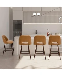 26 Inch Counter Height Stools Set of 2, Armless Industrial Faux Leather Stools with Metal Legs-Maison Boucle