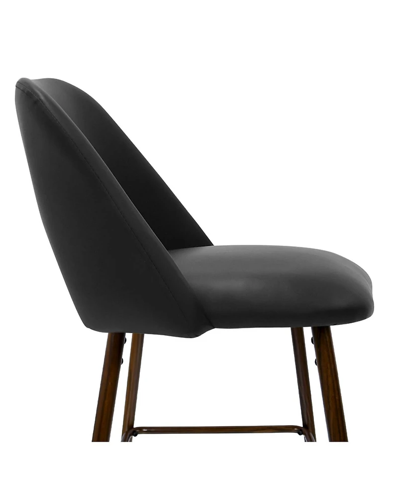 Maison Boucle 26 Counter Height Bar Stools Set Of 2,Armless Industrial Faux Leather Barstools with Metal Legs-Maison