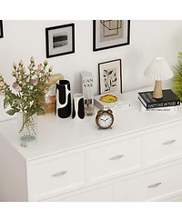 Homsee White Wooden Chest of Drawers with Charging Station and Wheels