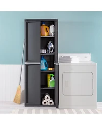 Sterilite Adjustable 4-Shelf Storage Cabinet With Doors, Gray | 01423V01