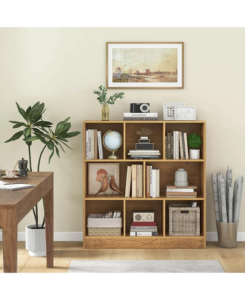 8-Cube Bookcase 41" Wooden Toy Storage Organizer for Kids Bookshelf