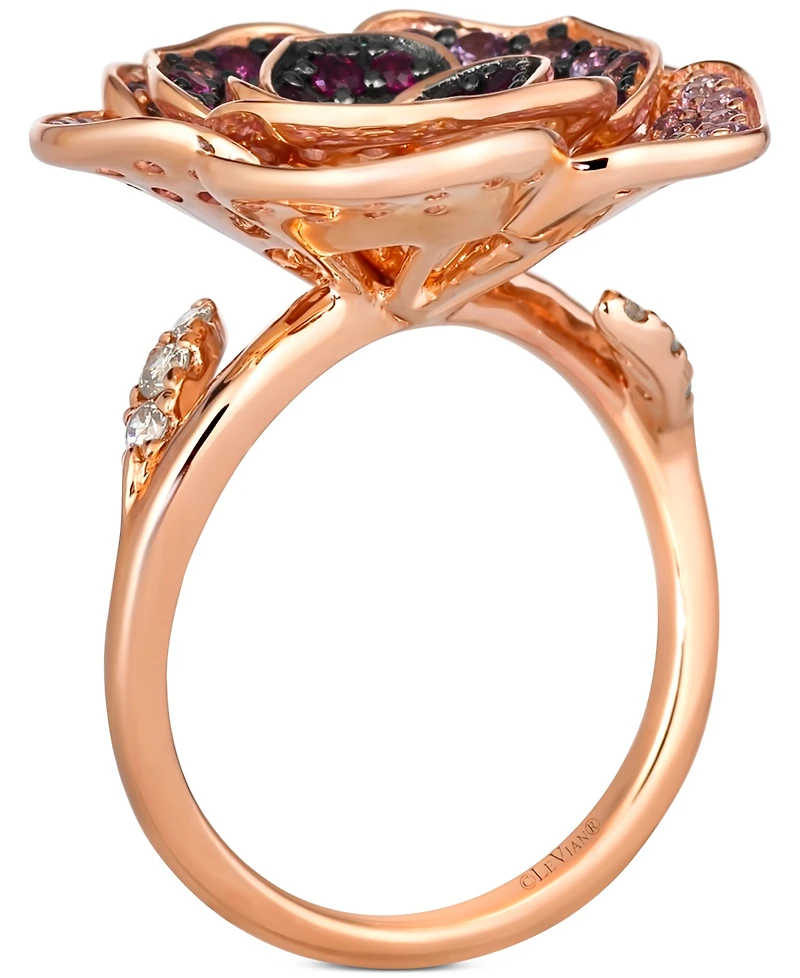 Le Vian Multicolor Sapphire (1-5/8 ct. t.w.) & Nude Diamond (1/8 ct. t.w.) Flower Statement Ring in 14k Rose Gold
