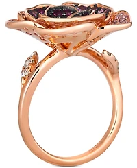 Le Vian Multicolor Sapphire (1-5/8 ct. t.w.) & Nude Diamond (1/8 ct. t.w.) Flower Statement Ring in 14k Rose Gold