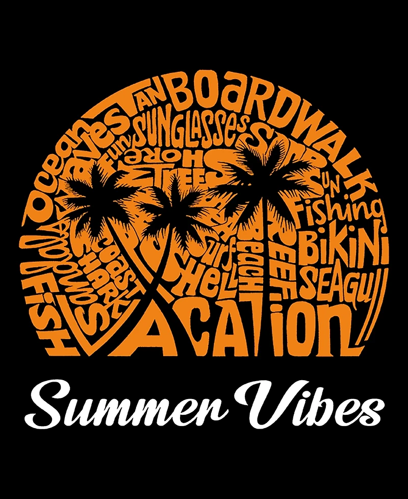 La Pop Art Women's Summer Vibes Word V-Neck T-shirt