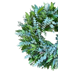 GreenishBlu Bayleaf, Seeded Eucalyptus, Baby Blue and Rosemary Real Aromatic Wreath, 22"