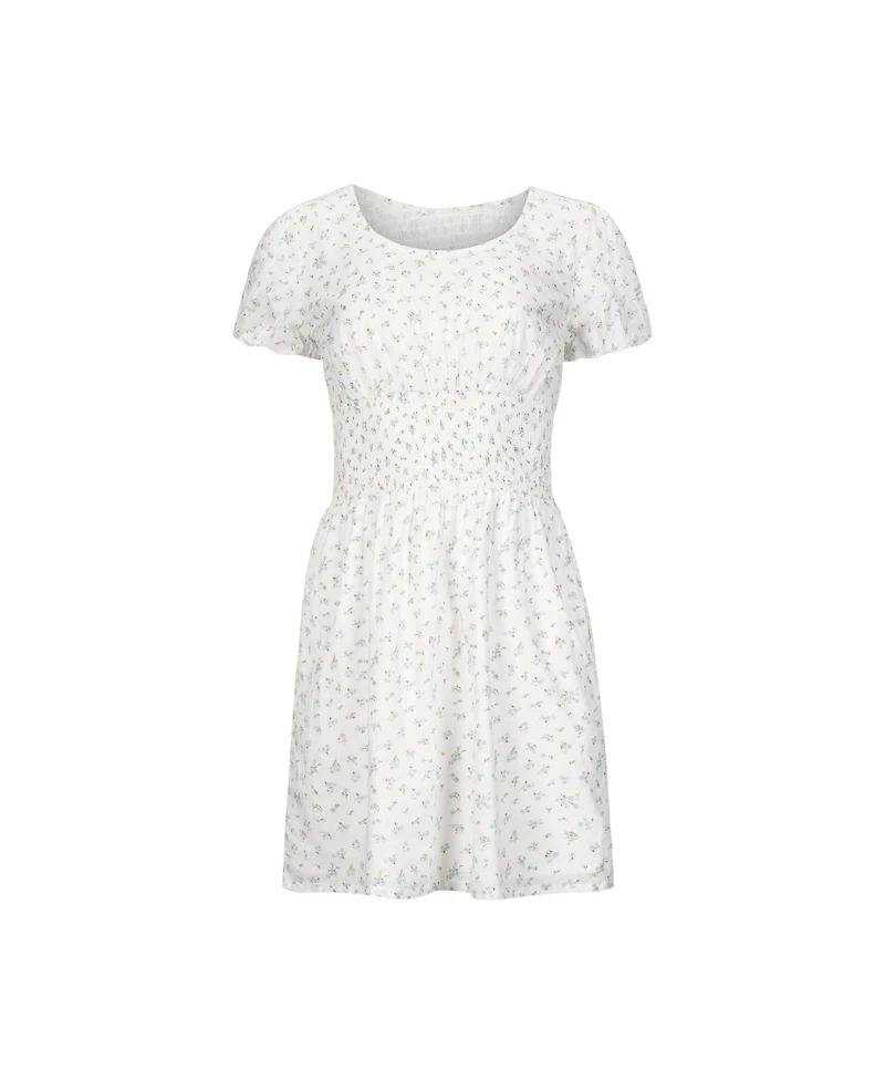 Hope & Henry Women's Puff Sleeve Smocked Waist Dress