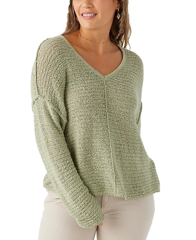 O'Neill Juniors' Marina Cotton Exposed-Seam Dropped-Shoulder Sweater