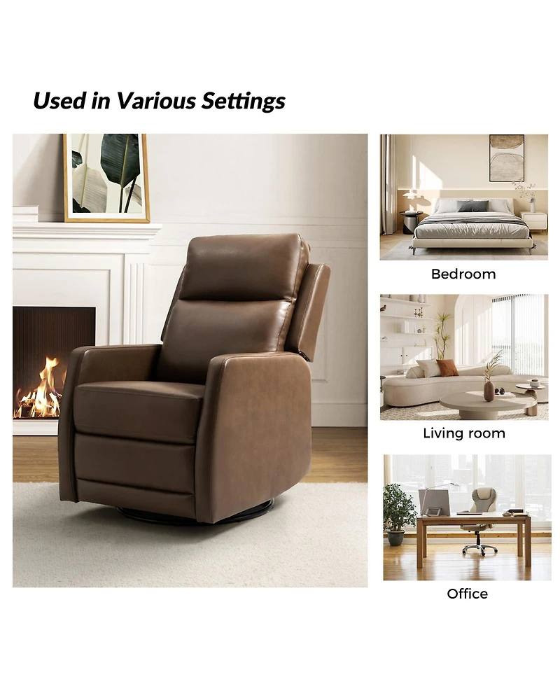 Hulala Home Donat Faux Leather Swivel Recliner
