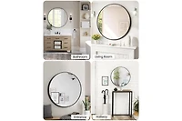 Gaomon 30 inchRound Mirror for Wall, Black Metal Frame Circle Mirror, Round Bathroom Mirror for Wall Decor, Round Wall Mirror for Entryway, Vanity, Be