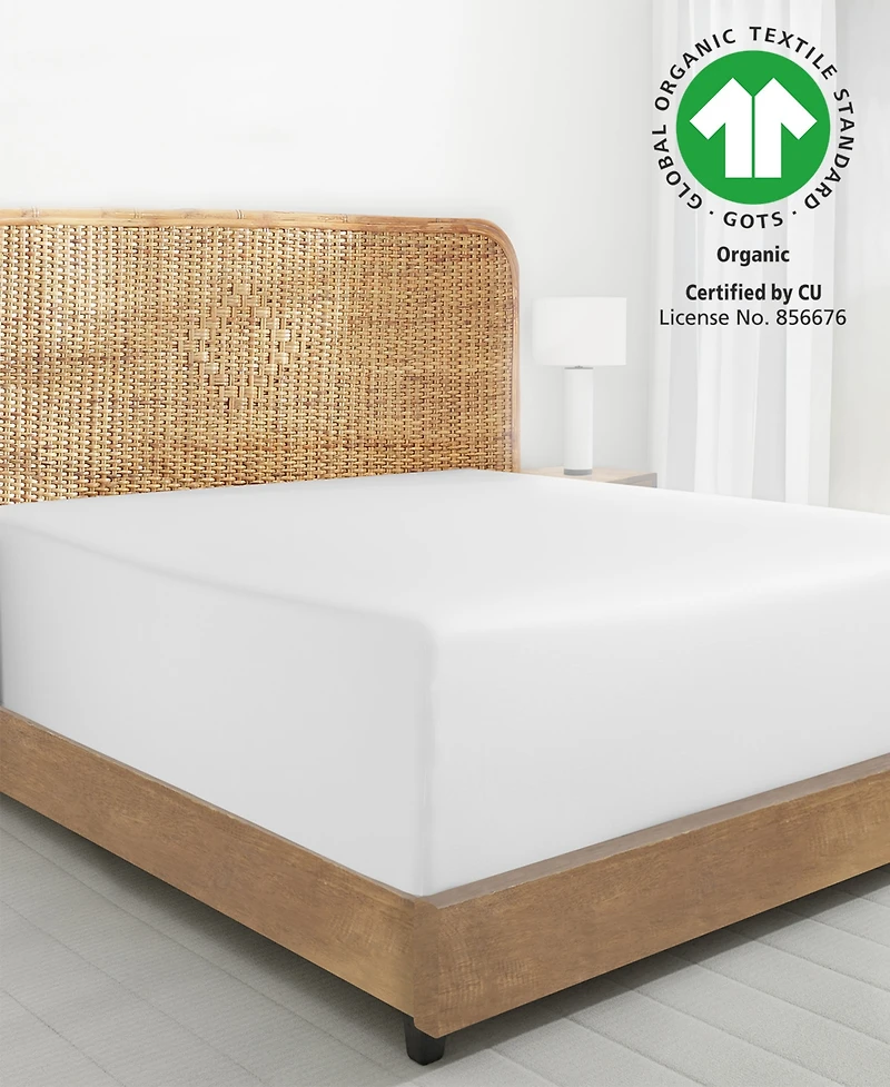 Cool Percale Fitted Sheet Only, 100% Organic Cotton, Fully Elasticized with Deep Pockets by California Design Den