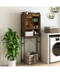 Gymax Over The Toilet Storage Cabinet Rack Bathroom w/ Slipping Barn Door & Adjustable Shelf Espresso