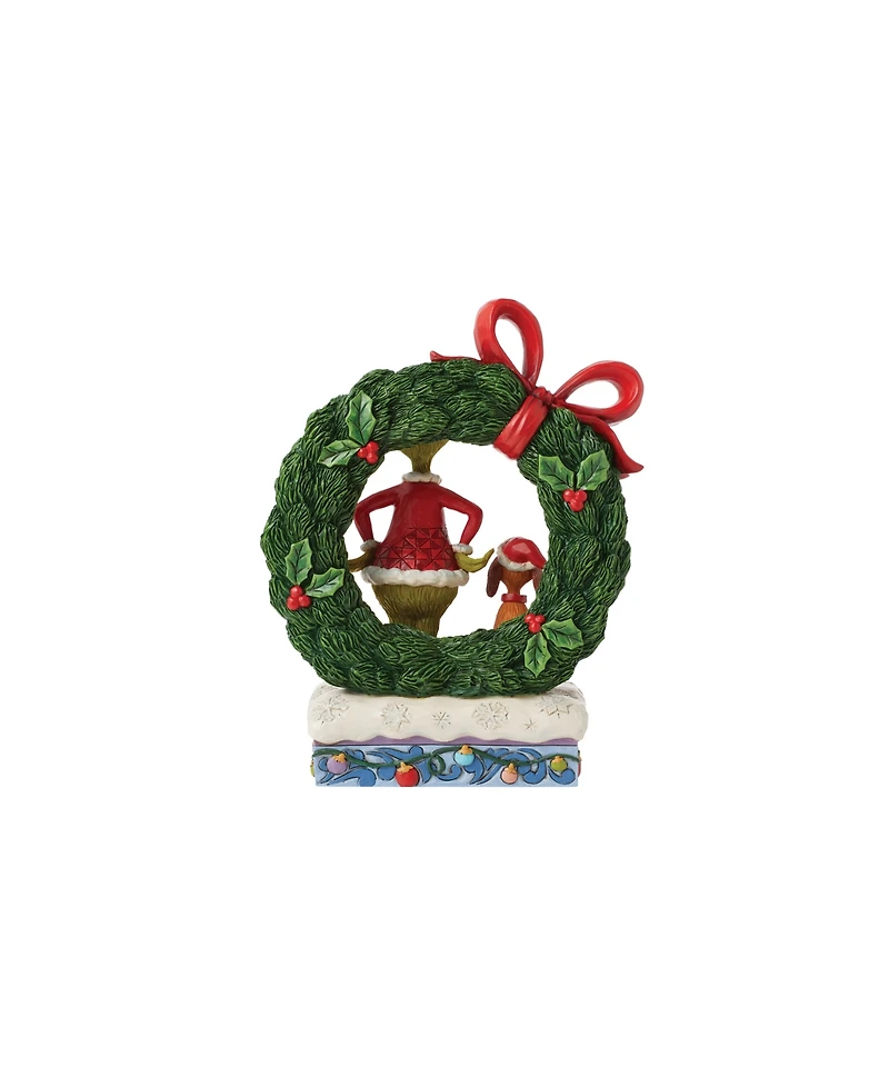 Jim Shore Grinch and Max in Wreath Figurine