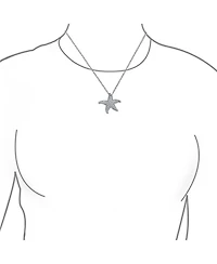 Bling Jewelry Pave Cz Dancing Marine Life Nautical Beach Vacation Starfish Necklace Pendant .925 Sterling Silver Large