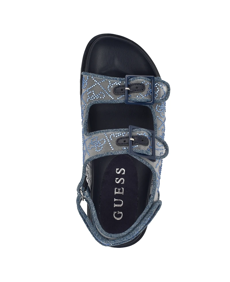 Guess Women's Frella Two Band Embellished Footbed Sandals