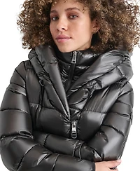 Dkny Women's Bibbed Shawl-Collar Packable Shine Puffer Coat