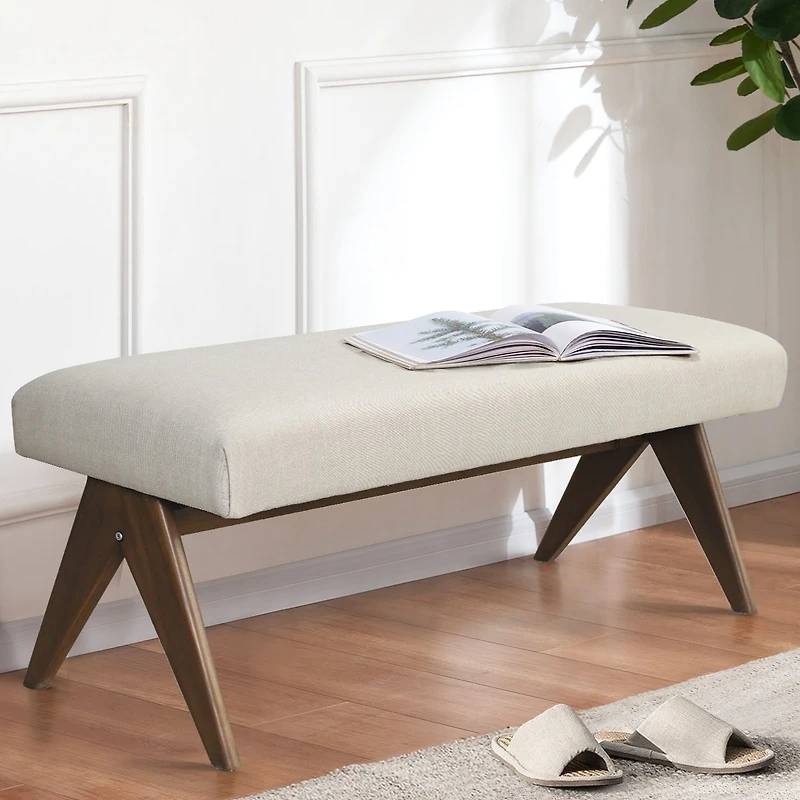 Breakfast Nook Bench Cushioned Dining with V-Shaped Legs,Dining Table Seat Restaurant Banquette Seating-Maison Boucle