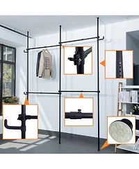 Slickblue Double Adjustable Clothing Rack for Hanging Clothes