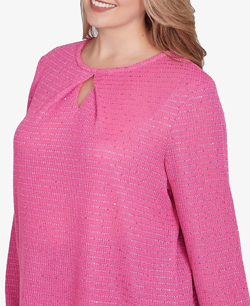Ruby Rd. Plus Diamond Detail Sequin Knit Top