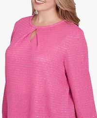 Ruby Rd. Plus Diamond Detail Sequin Knit Top