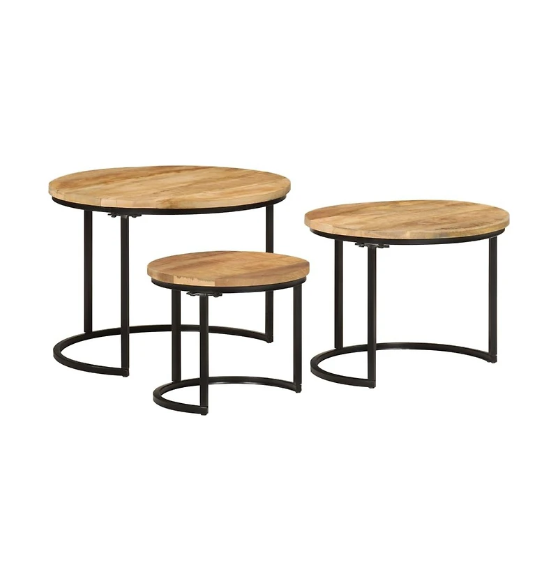 vidaXL Nesting Tables 3 pcs Solid Rough Wood Mango