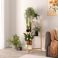 Unho Vertical Multi-tier Plant Stand Bamboo Tall Corner Flower Pot Rack for Balcony Indoor