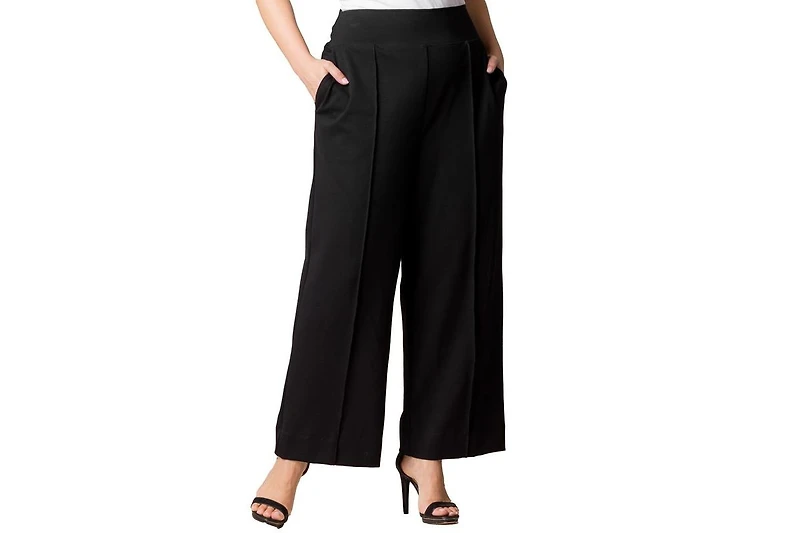 Kiyonna Women's Plus Polished Ponte Wide Leg Pants
