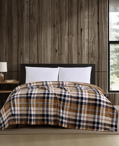 Eddie Bauer Trailhead Plaid Plush Reversible Blanket, Twin