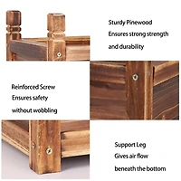 Unho Wood Planter Box Outdoor Garden Rectangular Planter Flowers Box Raised Bed