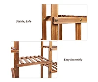 Unho 6 Tier Wood Garden Plant Rack Storage Flower Pot Stand for Indoor and Outdoor