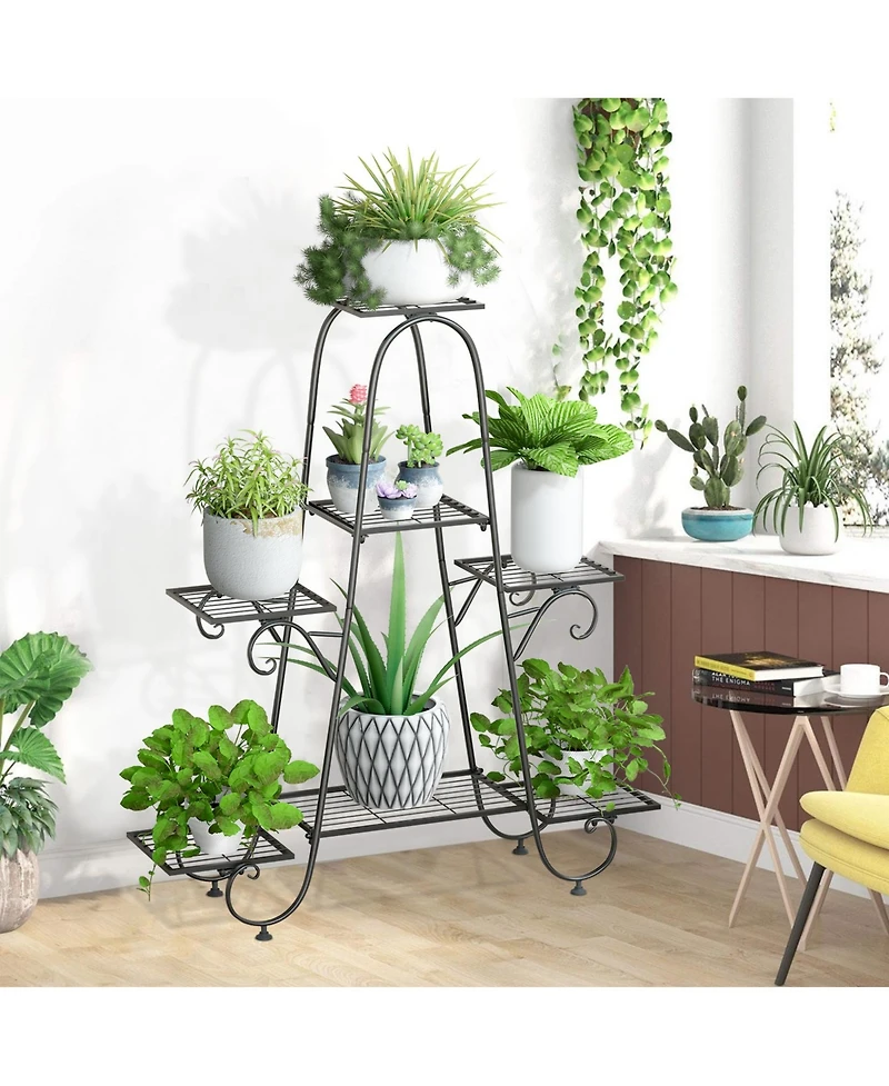 Unho 7 Tier Metal Plant Holder Stand Patio Corner Plant Shelf Decorative Flower Stand