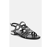 Jisters Cut Out Detail Rhinestone Flat Sandals