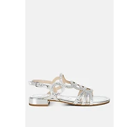 Jisters Cut Out Detail Rhinestone Flat Sandals