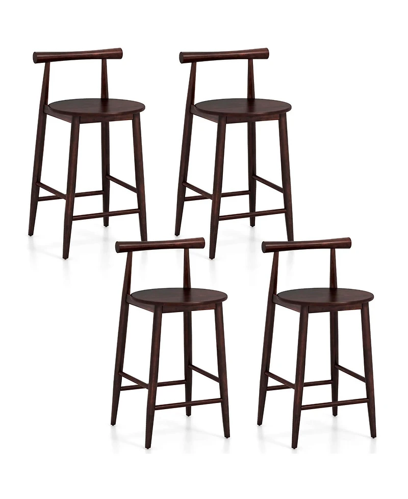 Bar Chair Counter Height Stools Set of 4 with Acacia Wood Frame Supporting Legs