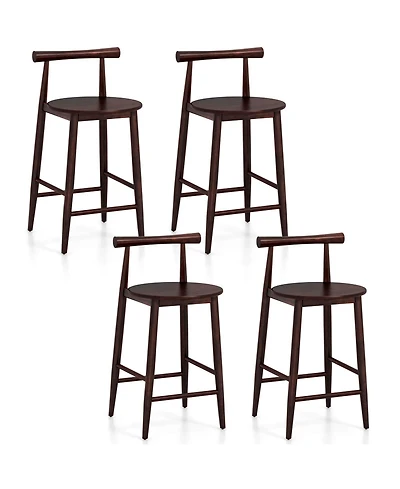 Bar Chair Counter Height Stools Set of 4 with Acacia Wood Frame Supporting Legs