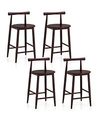 Bar Chair Counter Height Stools Set of 4 with Acacia Wood Frame Supporting Legs