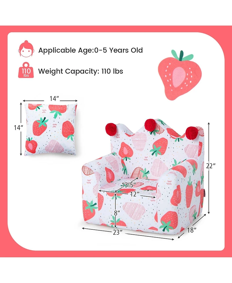 Kids Sofa Chair Foam Filled Armchair Dinosaur Toddler Couch with Cover & Pillow