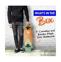 SereneLife Canadian Maple Deck Skateboard, Mini Cruiser, Designed for Kids, Teens, and Adults, Green