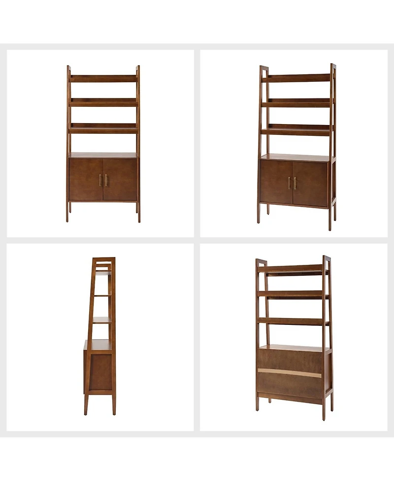 Hulala Home Augusto Mid-century Modern 76'' H x 36'' W Solid Wood Ladder Bookcase with Solid Wood Legs