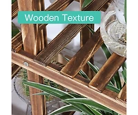 Unho 6 Tiers Wooden Plant Stand Home Garden Flower Pots Shelf for Indoor Outdoor