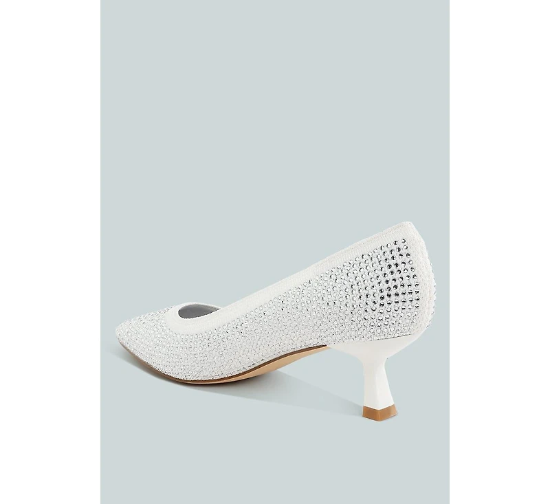 London Rag Vimto Breathable Flyknit Rhinestone Pumps