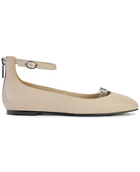 Karl Lagerfeld Paris Women's Zyvia Logo Ankle Strap Flats