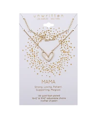 Unwritten Mother of Pearl Heart "Mama" Layered Pendant Necklace Set