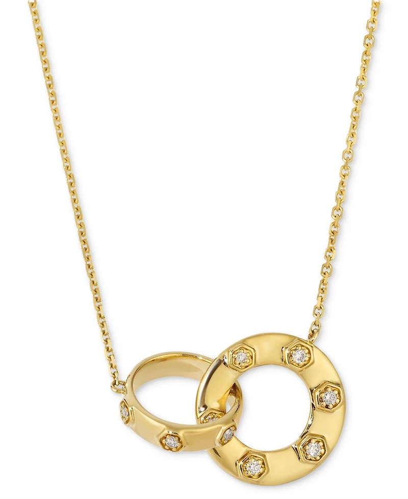 Le Vian Anywear Everywear Nude Diamond Interlocking Circle Adjustable 19" Pendant Necklace (1/10 ct. t.w.) in 14k Honey Gold