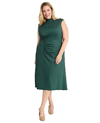Maggy London Plus Size Textured Gathered-Waist A-Line Dress