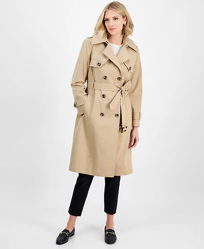 London Fog Women's Belted Hooded Trench Coat