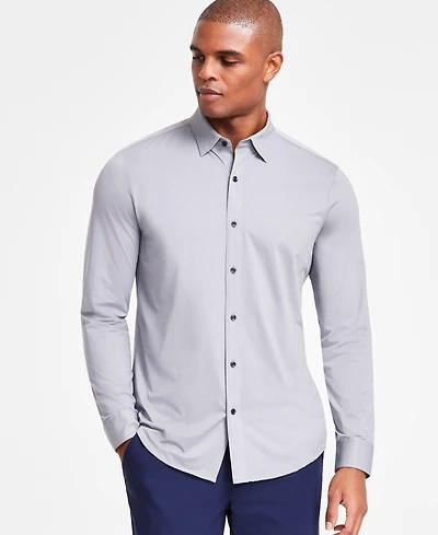 Alfani Men's Alfatech Yarn-Dyed Long Sleeve Performance Shirt, Created for Macy's