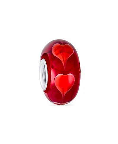 Bling Jewelry Murano Glass Charm Bead Heart Love Pink Red White for European Bracelet