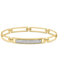 Effy Men's Zircon Bar Cluster Rectangular Open Link Bangle Bracelet (1-3/8 ct. t.w.) in Gold-Plated Sterling Silver