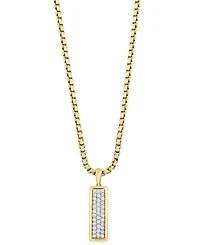 Effy Men's Zircon Cluster Elongated Dog Tag 22" Pendant Necklace (7/8 ct. t.w.) in Gold-Plated Sterling Silver